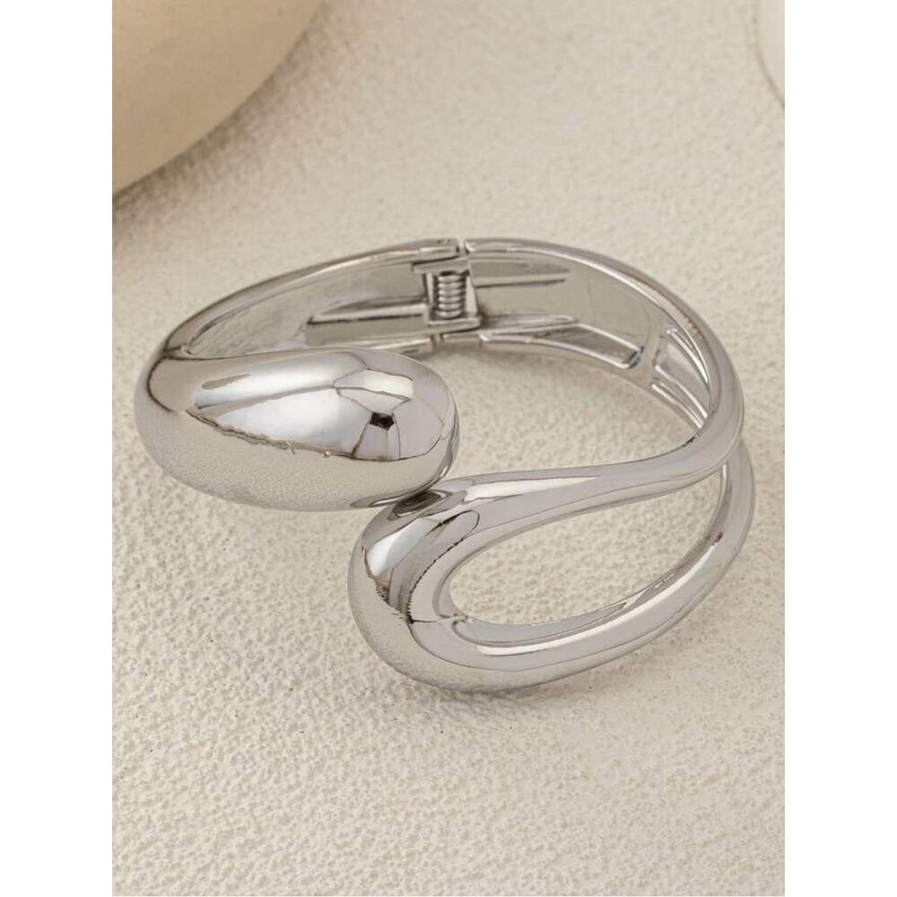 Stainless Steel Geometric Pearl Bangle Bracelet Set Quiet Luxury Stack - Picture 5 of 10